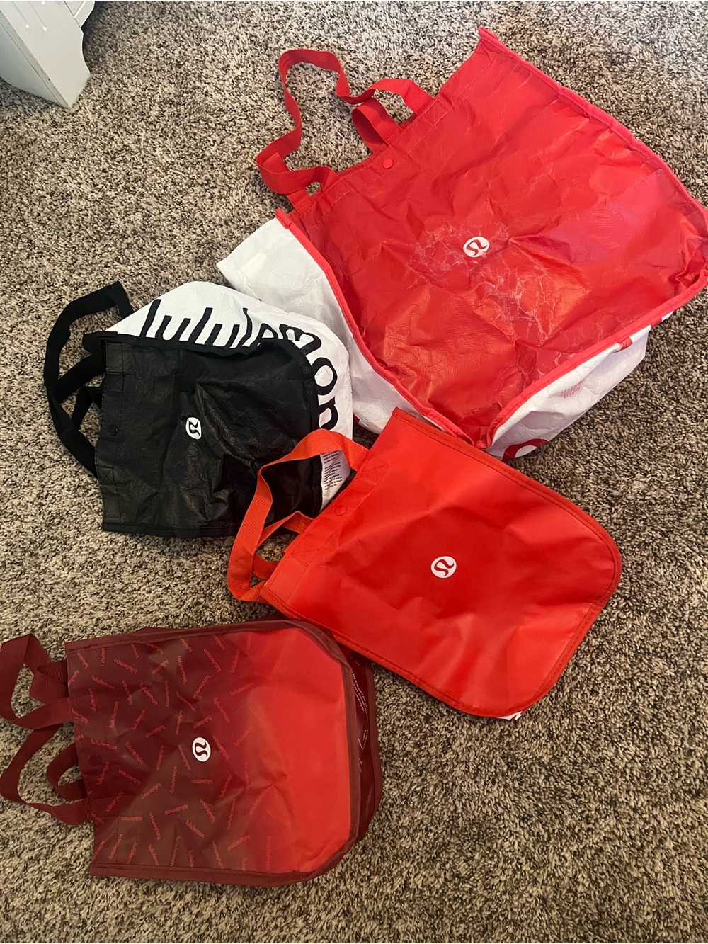 lululemon athletica Red and Black Reusable Tote Bag Set
